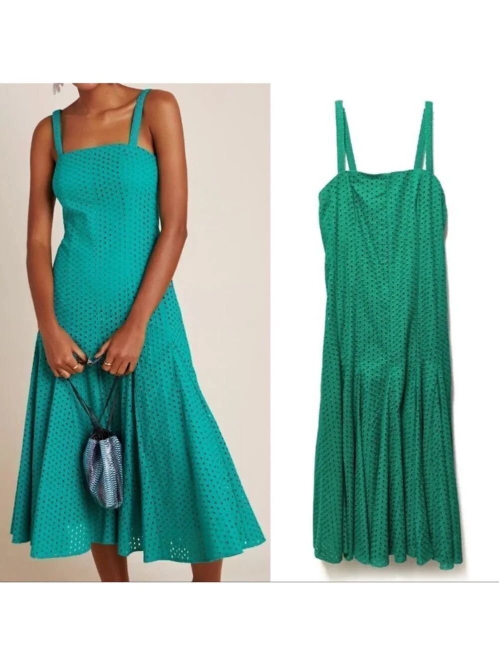 NWT Anthropologie MAEVE Lelia Eyelet Flare Midi Dress 12